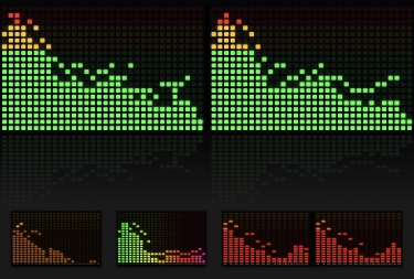 SpectrumViz - Full screen in Audio Gear, with Amber, Rainbow and Plasma Red windows